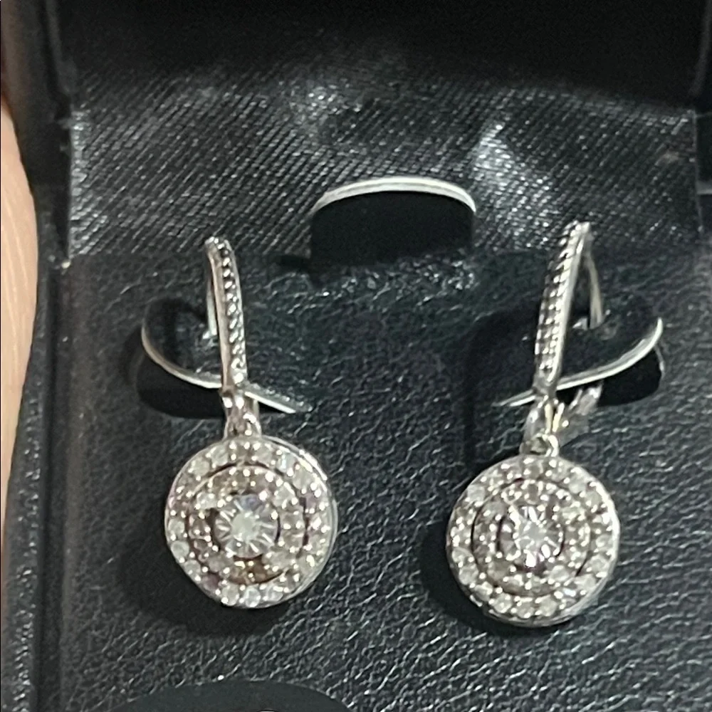 Sterling silver and real diamond dangle earrings